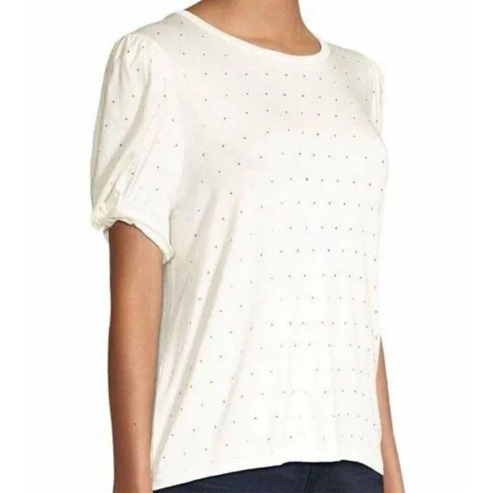 Generation Love Amelia Crystal Embellished Puff Sleeve Top White M